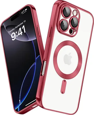 Produktbild von Handyhülle für iPhone 16 Pro Max mit Magsafe und Kameraschutz, Magnetisch Ultra Dünn Klar Überzug Schutzhülle Red