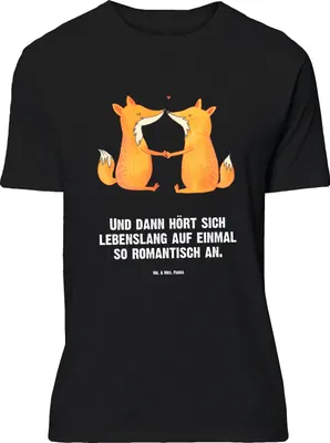 Produktbild von Mr. & Mrs. Panda Größe M T-Shirt Füchse Liebe - Schwarz - Geschenk, Ehefrau, Herren, Fox, Tshirt, Fuchs, Partner, Shirt, mit Spruch