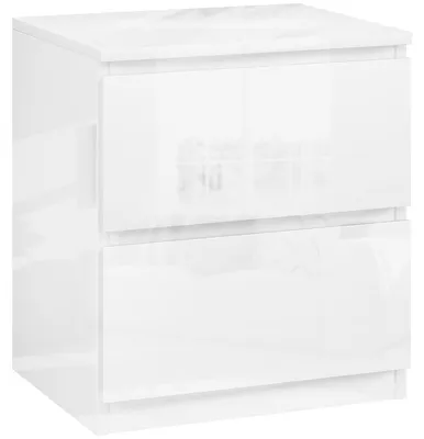 Imagen del producto de Mesilla de Noche con 2 Cajones Mesa de Noche para Dormitorio Salón 40x34x45 cm Blanco Brillo
