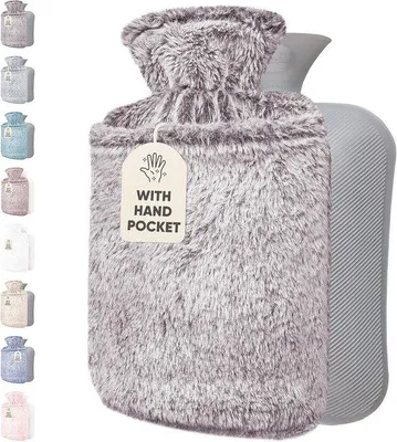 Produktbild von Famanu Warmwasserflasche mit Plüschbezug - 1,8 Liter