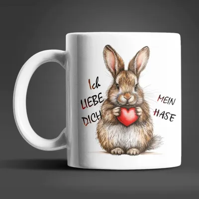 Produktbild von Hase Bunny Ich Liebe Dich Valentinstag Kaffeetasse Teetasse Tasse Geschenkidee – Hase-01