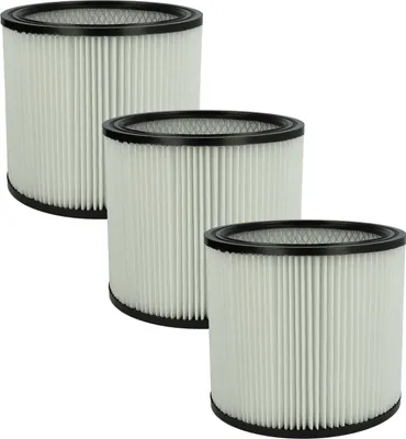 Produktbild von vhbw 3x Faltenfilter Ersatz für ShopVac 90304, 903-04-00, 126282903041, 903-04, 026282290038 für Staubsauger - Patronenfilter Schwarz Weiß Abwaschbar