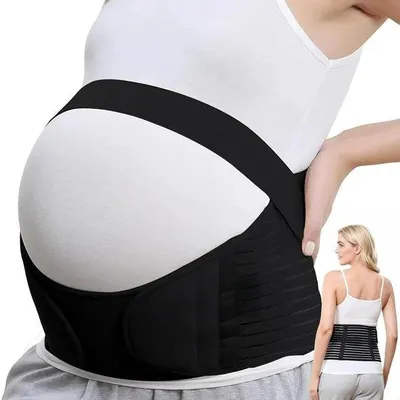 Zdjęcie produktu dla Pas do ciąży - Bandaż na brzuch - Komfort podczas ciąży - Oddychający materiał - Regulowany - Czarny