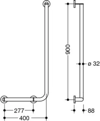 Produktbild von HEWI 900.22.107XA Winkelgriff,d:32, A1:900, W1:400,