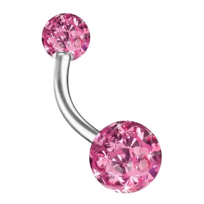 Produktbild von Taffstyle Bauchnabelpiercing Bauchnabelpiercing Banane Piercing Doppel Multi Epoxy Ferido Kristall Kugeln, Pink / 8mm