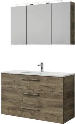 Produktbild von Pelipal Badmöbel-Set Sunline 121 BxHxT 121 x 200 x 46 cm Frontfarbe Eiche ribbeck mit Mineralguss-Waschtisch, Waschtisch