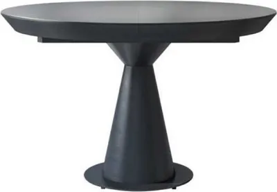 Produktbild von Casa Padrino Luxus Art Deco Esstisch Matt Schwarz 125-175 x 125 x H. 78 cm - Ausziehbarer Massivholz Küchentisch mit runder Tischplatte - Esszimmer Möbel - Art Deco Möbel - Luxus Möbel