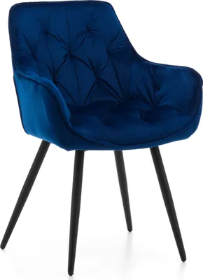 Produktbild von NEW HOME Stuhl SIENA gespolsterter Esszimmerstuhl Wohnzimmerstuhl mit Steppung - dunkelblau - moderne Samt Velours Möbel