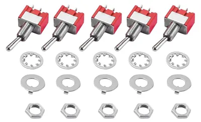 5x SPST Miniaturschalter, 2A 250V, Ein/Aus, 2-polig, 6mm Bohrung