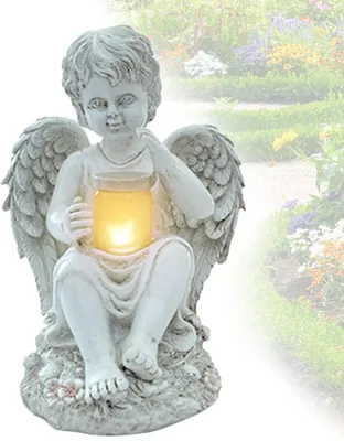 Image de Figurines d'anges pour le jardin, éclairage solaire pour tombes à l'extérieur, décorations de tombes résistantes aux intempéries pour cimetières et jardins.