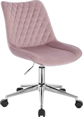 Obrázek produktu pro Kancelářská židle DeLuxurious - Růžová - Ergonomická kancelářská židle pro dospělé - Na kolečkách - Výškově nastavitelná - Sametová - Bez područek