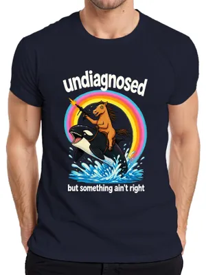 Produktbild von Undiagnosed But Something Ain't Right Pferd Statement Sarkasmus Herren T-Shirt, Navy, L