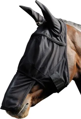 Produktbild von Harry`s Horse Fliegenmaske mit Ohren und Nasenteil schwarz Fliegenhaube in L