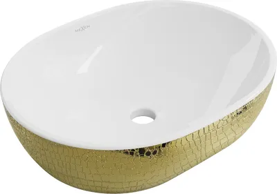 Immagine prodotto di Mexen Viki lavabo da appoggio 48 x 35 cm, bianco/oro motivo squame - 21054808