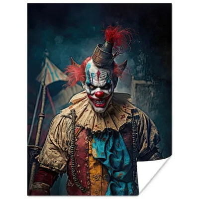 Produktbild von MuchoWow® Poster Clown - Horror - Kleidung - Porträt 60x80 cm - Schlafzimmer Dekoration