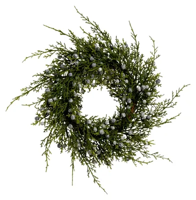 Produktbild von Künstlicher Wacholderkranz mit Beeren, Türschmuck, Grüner Kranz, 22 - 28 cm
