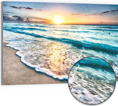 Produktbild von DEQORI Hybrid Leinwand Bild 90x60 cm 'Küste im Morgenlicht' Wandbild Glas flach modern