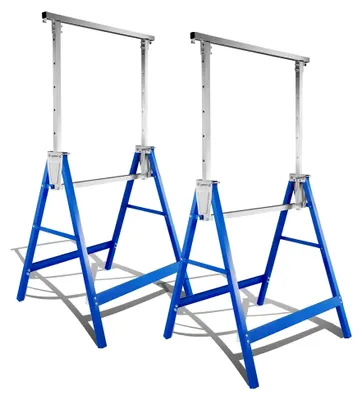 Produktbild von 2x Gerüstbock 150 kg Traglast Klappbock Metall Unterstellbock-Klappbock 7-fach Höhenverstellbar 80-130 cm- Metallbock klappbar