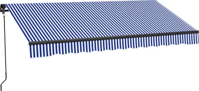 Produktbild von Outsunny 3 x 2,5 m Markise Wandmontage Balkonmarkise mit Handkurbel, Sonnenschutz, Sonnendach für Balkon Alu Blau+Weiß