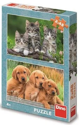 Produktbild von Dino Hunde und Katzen 2x48 Puzzles