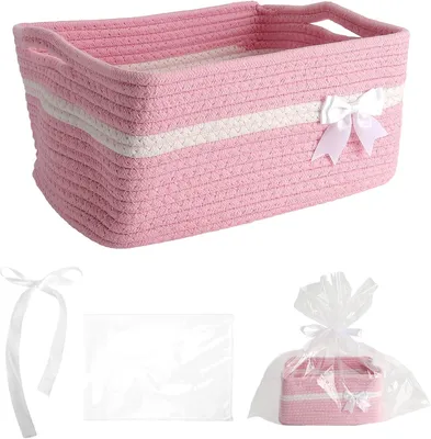 Imagen del producto de Cesta de almacenamiento trenzada hecha de cuerda de algodón, de 32 cm, con asas, ideal para habitaciones infantiles