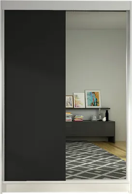 Obrázok produktu pre Posuvná šatníková skriňa so zrkadlom a LED RGB osvetlením SAMANRE 1 - čierna