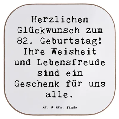 Produktbild von Mr. & Mrs. Panda Tischuntersetzer Spruch 82. Geburtstag - Weiß - Geschenk, Geburtstagsgeschenk, gläseruntersetzer, Herzlichen Glückwunsch zum, Tassen Untersetzer, Coaster