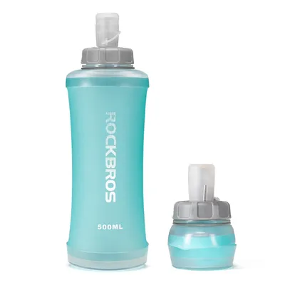 Produktbild von ROCKBROS Faltbare Trinkflasche Leicht 500ml Auslaufsicher Trinkbeutel BPA Frei Blau