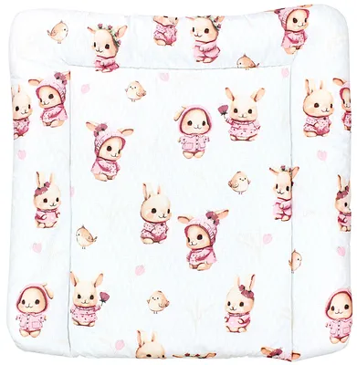 Produktbild von TupTam Baby Wickeltischauflage mit Baumwollbezug Gemustert, Farbe: Kaninchen/ Rosa, Größe: 70 x 60 cm