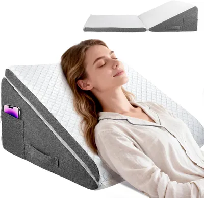 Image de Coussin en forme de bolster, en mousse viscoélastique, dimensions 50x50x26 cm, réglable, pour lit et canapé