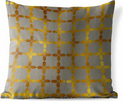Produktbild von MuchoWow® Outdoor Kissen - Muster - Luxus - Grau - Gold - 50x50 cm - Wetterfest - Lounge Kissen - Komfortabel - Kissen mit Bild