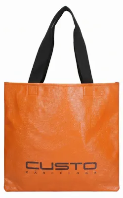 Image de Sac cabas pour femme Lumena, en cuir ultra, couleur orange, avec des poignées noires contrastantes