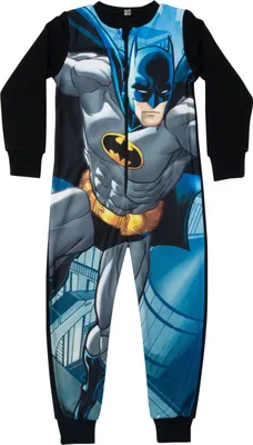 Produktbild von DC Comics Batman Jumpsuit für Jungen - Overall Kinder Pyjama Schlafanzug langarm Schwarz 122-128