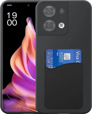 Zdjęcie produktu dla Etui na telefon Oppo Reno 9 z silikonowym uchwytem na kartę - elastyczne etui na tył z silikonu TPU z silikonowym uchwytem na kartę - czarne - Smartphonics