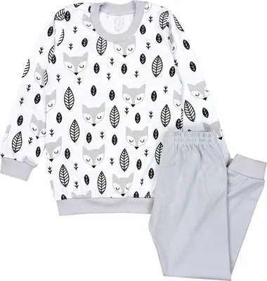Produktbild von TupTam Kinder Jungen Pyjama Schlafanzug Set Langarm Nachtwäsche 2-teilig, Farbe: Füchse Grau, Größe: 116