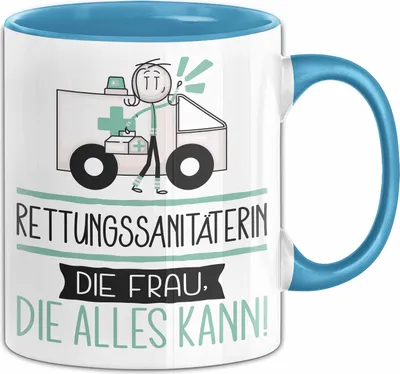 Produktbild von Rettungssanitäterin Geschenk Tasse Becher Die Frau Die Allen Kann Geschenkidee für eine Rettungssanitäterin Lustig (Blau)