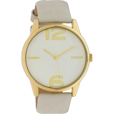 Produktbild von Oozoo Armbanduhr hellgrau Leder Timepieces Damen Analog-Quarzuhr UOC10375