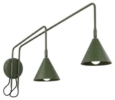 Immagine prodotto di Applique NOX 2 verde oliva con interruttore, 2xE14 10W, acciaio, 30x80x150 cm, Sollux Lighting