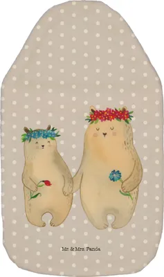 Produktbild von Mr. & Mrs. Panda Wärmflasche Bären mit Blumenkranz - Grau Pastell - Geschenk, Mama, Lieblingsmensch, Wärmekissen, Muttertag, Bettflasche, Bezug, warmwasserflasche, Bär