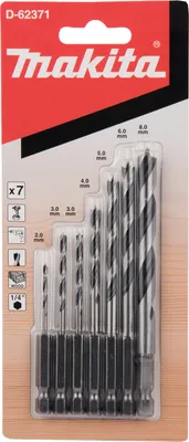 Immagine prodotto di Makita set di punte per legno da 7 pezzi, 1/4" legno - 7 pezzi - 1/4"