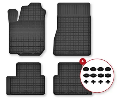 Image de Tapis de sol en caoutchouc pour Mercedes A W177 2018- (hayon/berline) – 4 pièces, noirs, semi-universel, adapté