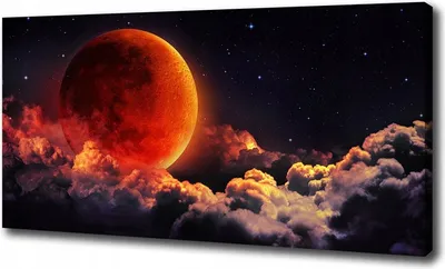 Produktbild von Foto Leinwandbild mit Grafik - Mondfinsternis 140x70 cm