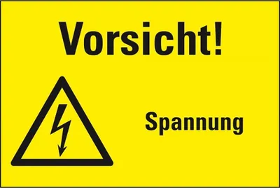 Produktbild von Dreifke® Aufkleber I Warn-Kombischild Vorsicht! Spannung, RoHS konform, Folie...