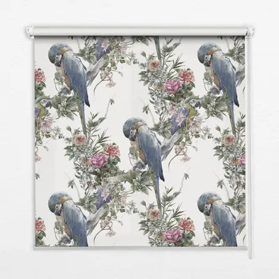 Produktbild von Seitenzug-Rollo Fensterrollo Jalousie - Lichtdurchlässig Springrollos - 80x180 cm - Papageien auf Blumen