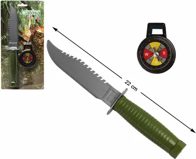 Produktbild von Messer Kunststoff 22 cm Kompass grün Tarnfarbe