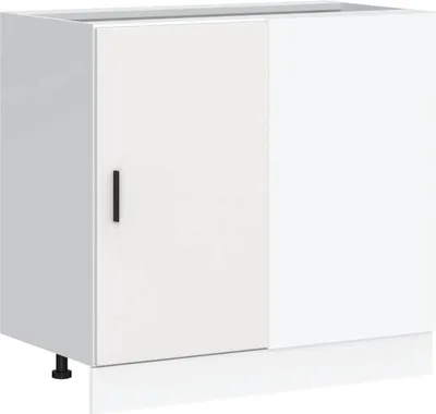 Image de vidaXL Armoire basse de cuisine Lyon Blanc Matériau dérivé du bois