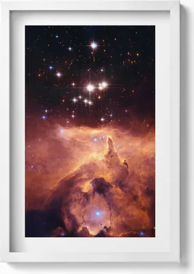 Produktbild von Himmel und Sterne Kosmos– Wandbild mit Rahmen – Gerahmtes Bild  – Wanddekoration – 40x60 cm – Weiß