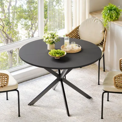 Productafbeelding van Ronde eettafel, 120 cm diameter, met X-poten, geschikt voor keuken en eetkamer, thuiswerkplek of als salontafel