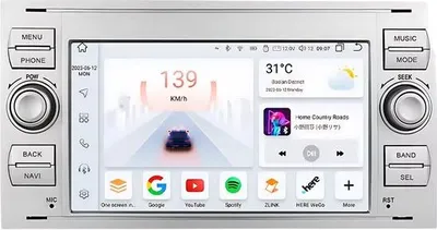 Immagine prodotto di Autoradio con Bluetooth, CarPlay, compatibile con Apple e Android, impianto stereo, navigatore, sistema di navigazione per Ford Focus, Mondeo, Fiesta, Transit, Kuga, C-Max e S-Max Galaxy