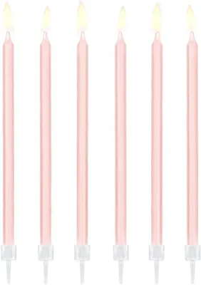 Immagine prodotto di Candele e portacandele, 14 cm | 12 pezzi - rosa liscio